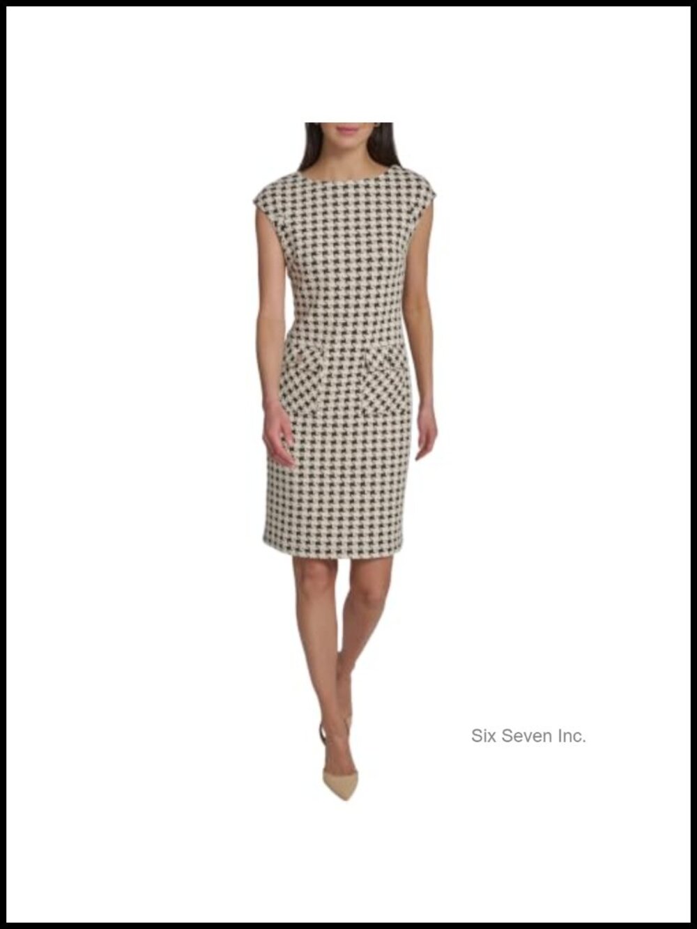 Tommy Hilfiger Women's Cap Sleeve Sheath Dress, Cotton Blend, Pixelated